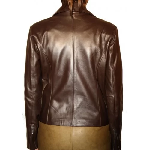 Blouson cuir modèle Fildy agneau marron