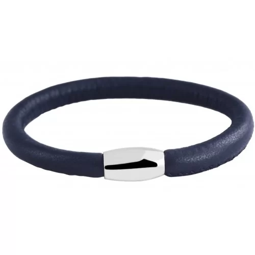 Bracelet simple tour de poignet, fermoir métal aimantée agneau bleu marine
