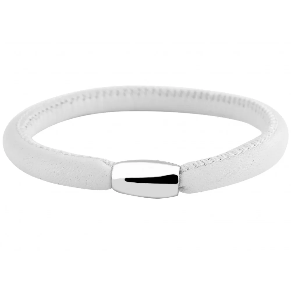 Bracelet simple tour de poignet, fermoir métal aimantée agneau blanc