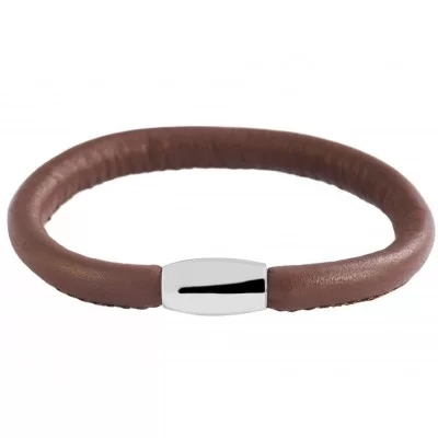 Bracelet simple tour de poignet, fermoir métal aimantée agneau marron clair