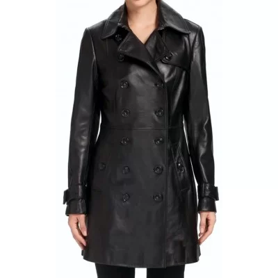 Trench cuir femme agneau noir modèle Amilissa