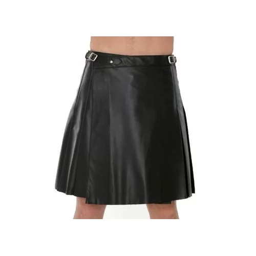 Kilt en cuir d'agneau noir modèle Léonardo