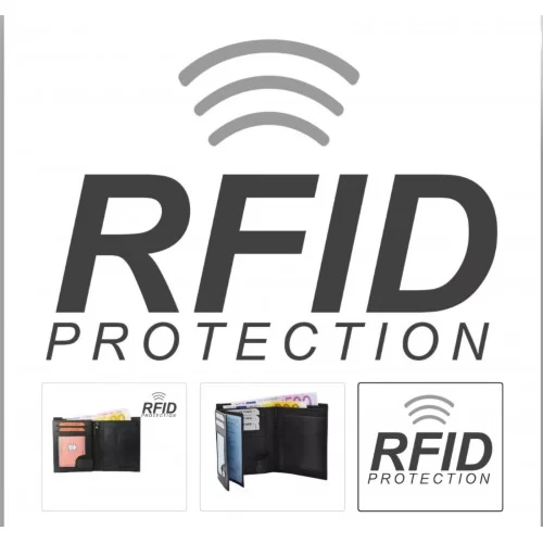 Portefeuille RFID en cuir agneau noir