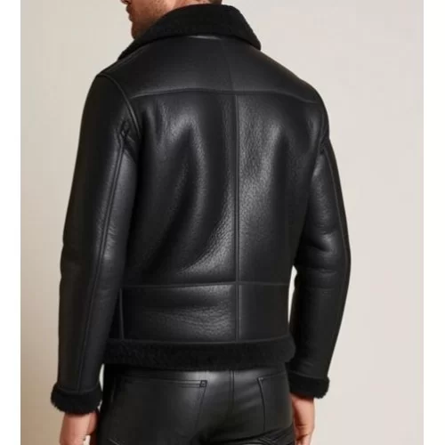 Blouson type perfecto en mouton retourné extèrieur mouton huilé aspect cuir modèle Partoce