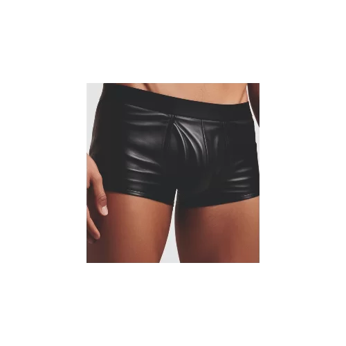 Boxer caleçon homme élastiqué en cuir stretch d'agneau noir modèle Roncia