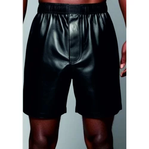 Boxer caleçon long homme élastiqué en cuir agneau d'agneau noir modèle Catrice