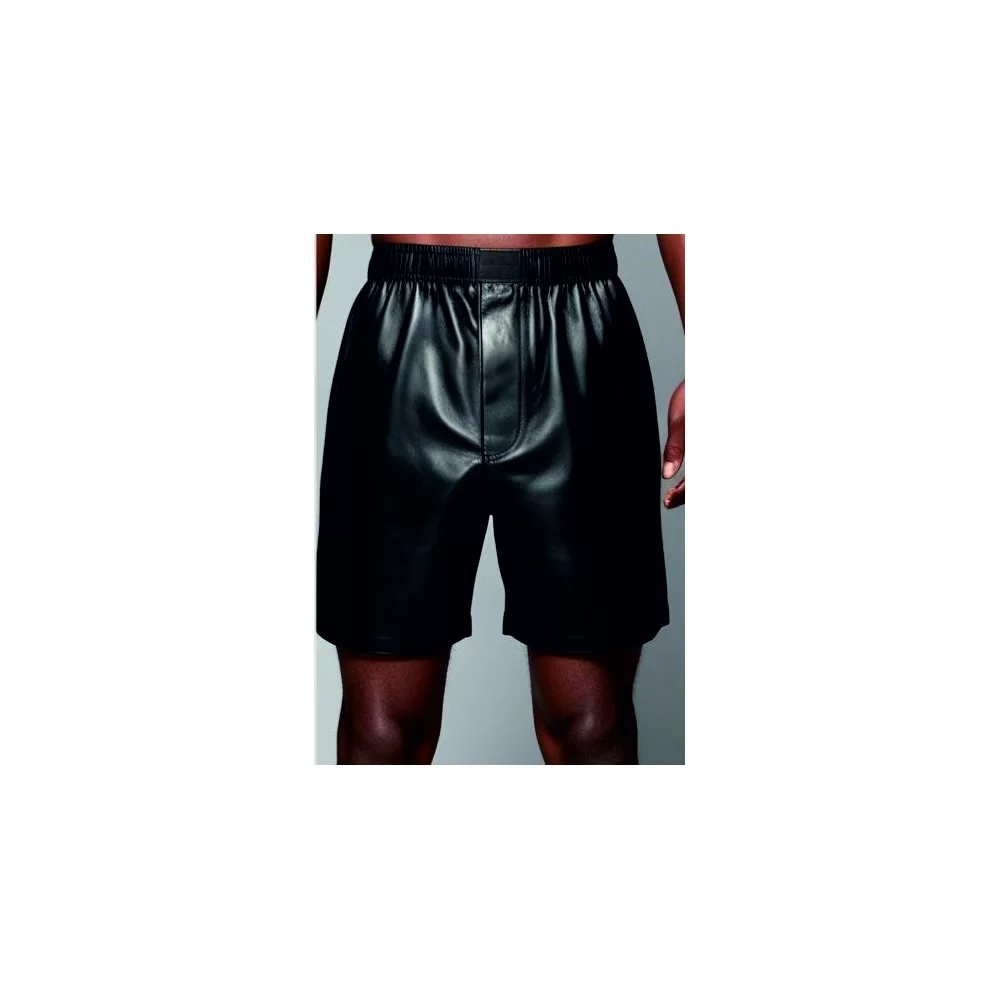 Boxer caleçon long homme élastiqué en cuir agneau d'agneau noir modèle Catrice