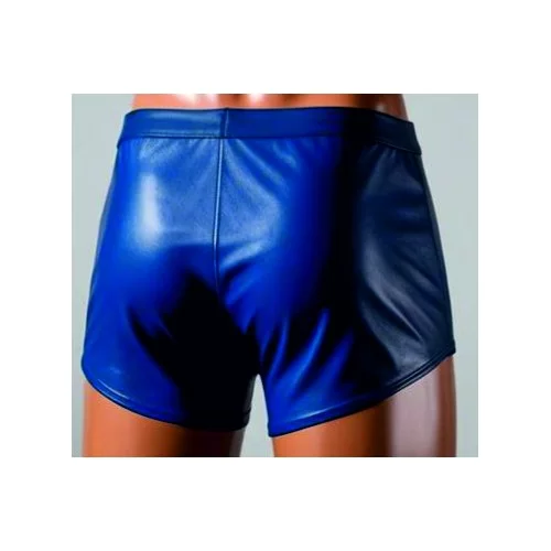 Boxer caleçon homme élastiqué en cuir stretch d'agneau bleu modèle Patrole