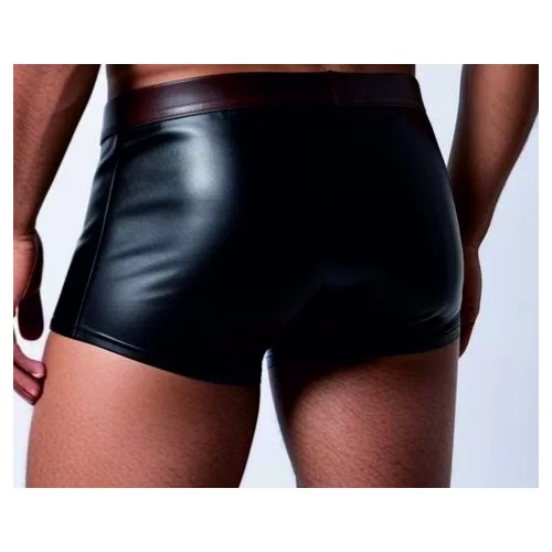 Boxer caleçon homme élastiqué en cuir stretch noir et marron modèle Amelyne