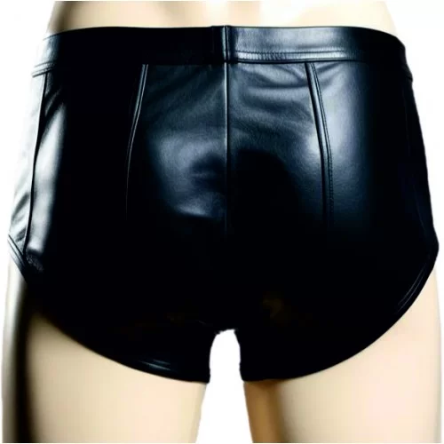 Boxer caleçon homme élastiqué en cuir stretch d'agneau noir modèle Brony