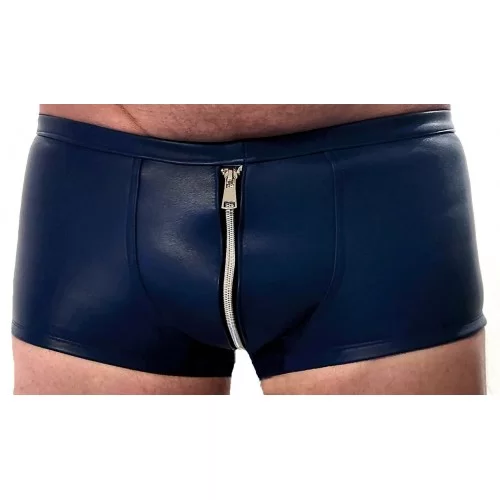 Boxer caleçon homme fermeture éclaire en agneau bleu stretch modèle Frina