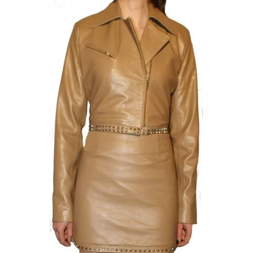 Veste courte en agneau couleur beige modèle Jessie