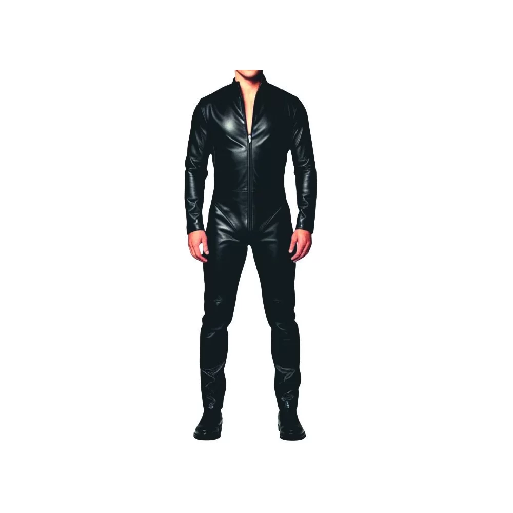 COMBINAISON HOMME CUIR AGNEAU STRETCH NOIR MODELE PRINCISIA