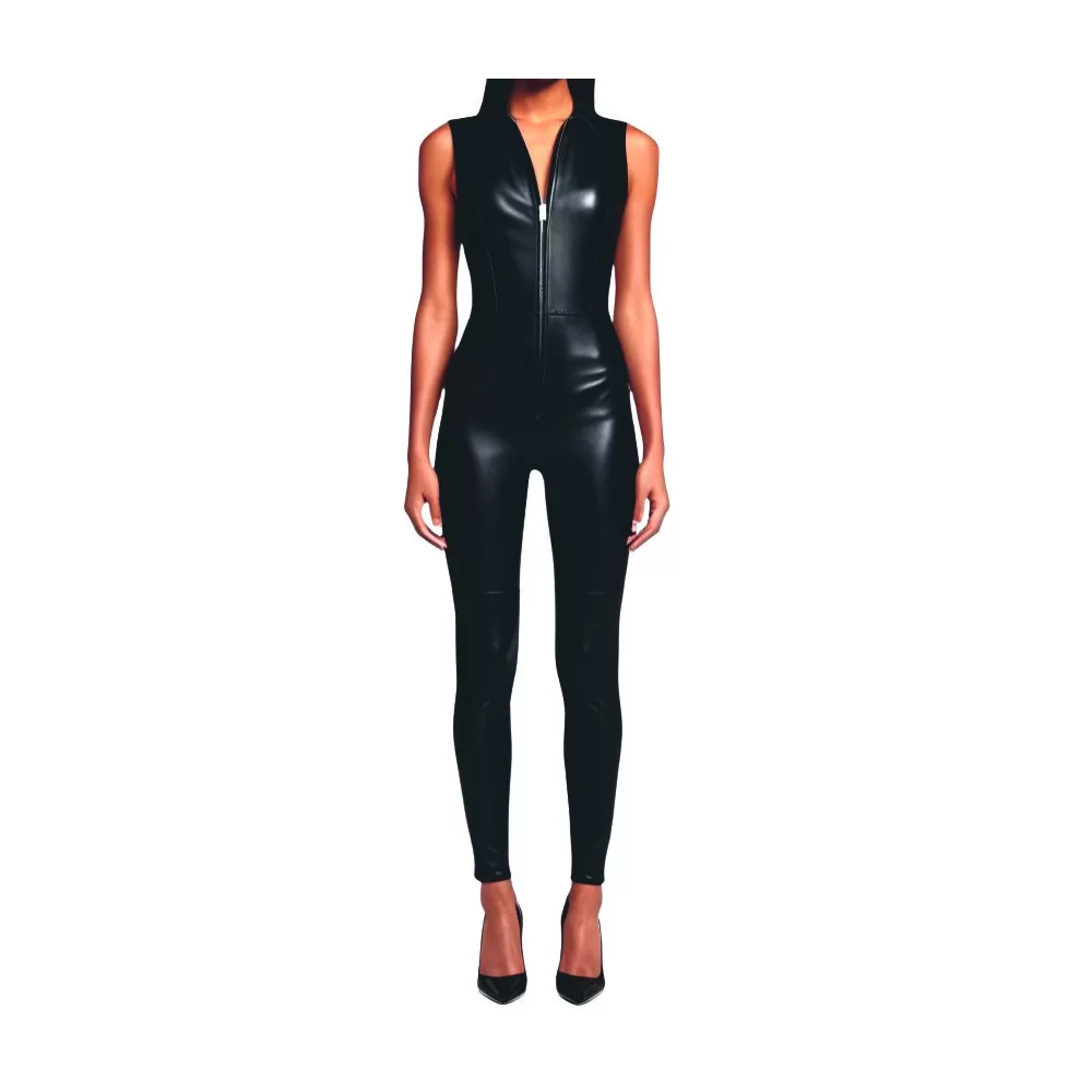 Combinaison en agneau cuir stretch couleur noir femme modèle Marizza