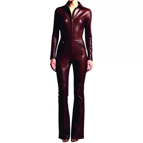 Combinaison en agneau cuir stretch couleur marron femme modèle Dianabella