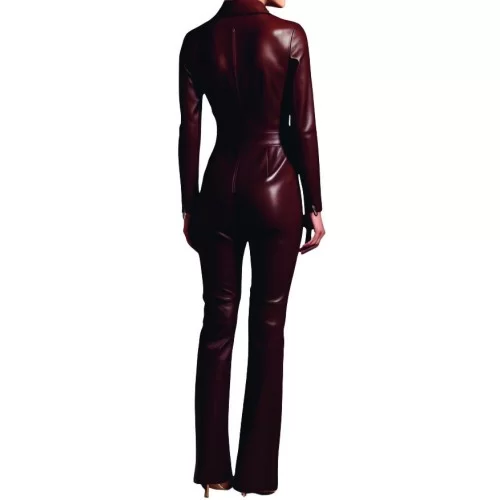 Combinaison en agneau cuir stretch couleur marron femme modèle Dianabella