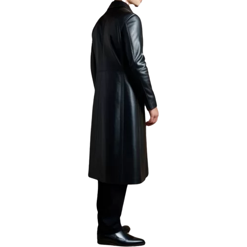 Manteau long en cuir homme cuir agneau noir modèle Myrialo