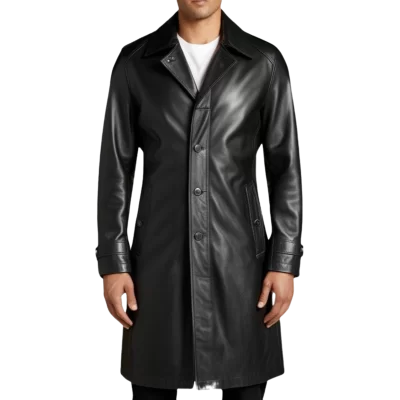 Manteau en cuir homme cuir agneau noir modèle Zybia