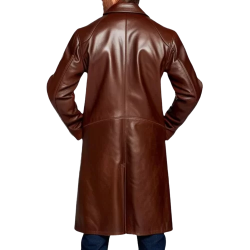 Manteau en cuir agneau homme cuir marron modèle brocialo