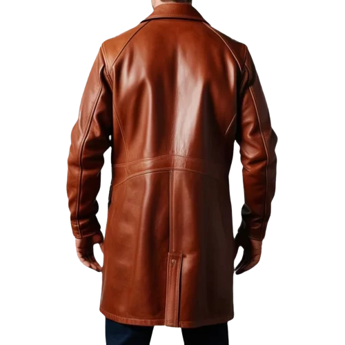 Manteau long style veste de combat homme cuir vachette marron modèle Raphaëlo