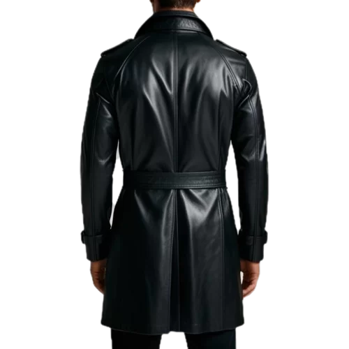 Trois quart Trench en cuir homme cuir agneau noir modèle Danilore