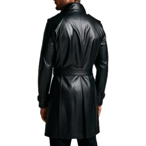 Trois quart Trench en cuir homme cuir agneau noir modèle Danilore