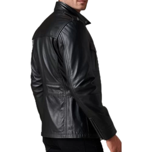 Veste de combat homme cuir vachette noire modèle farido