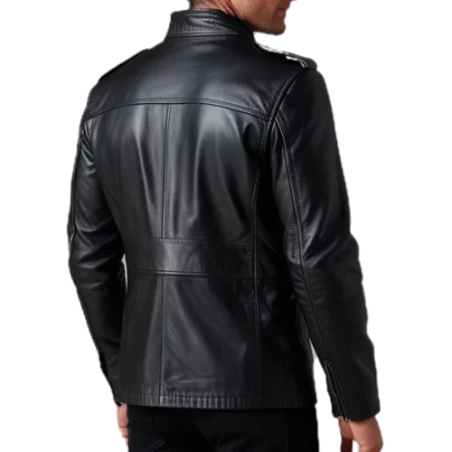 Veste de combat homme cuir vachette noire modèle farido