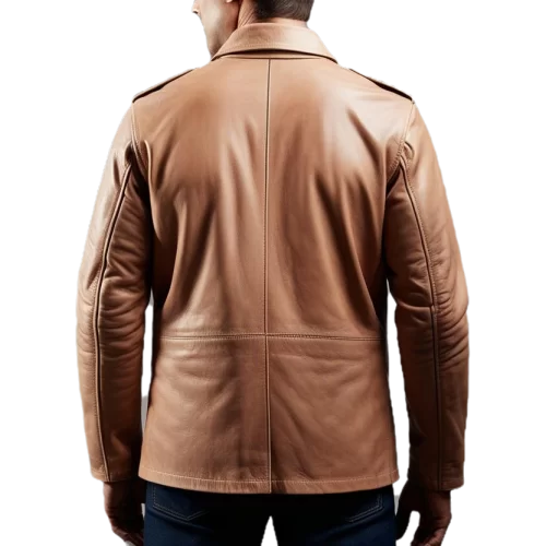 Veste de combat trois quart homme cuir vachette marron modèle Tankeur