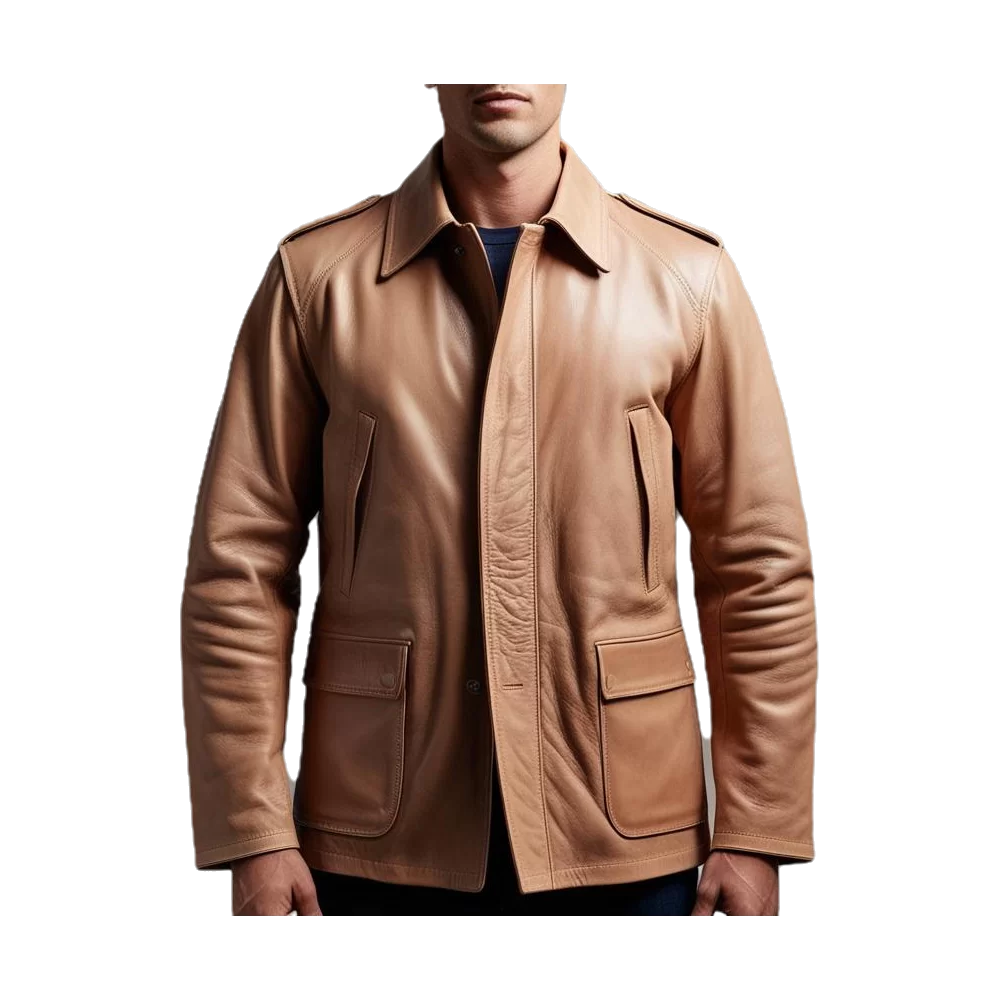 Veste de combat trois quart homme cuir vachette marron modèle Tankeur