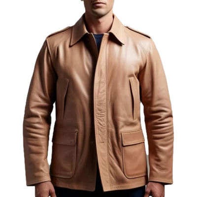 Veste de combat trois quart homme cuir vachette marron modèle Tankeur