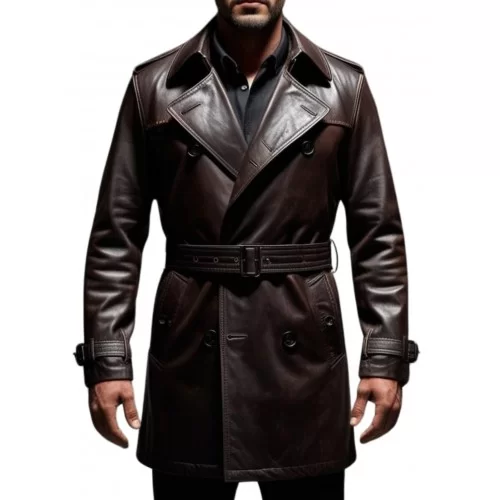 Trench homme cuir vachette marron modèle Yvon