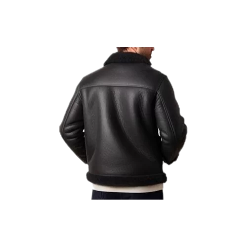 Blouson en mouton retourné extèrieur mouton huilé aspect cuir noir modèle Déridave