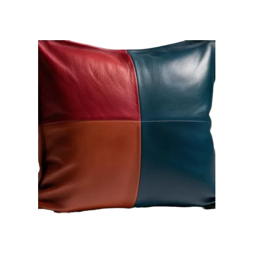 Coussin ou oreiller en cuir agneau 3 couleurs 50 x 50 cm housse