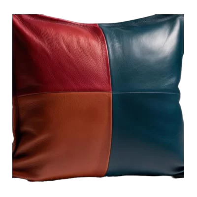 Coussin ou oreiller en cuir agneau 3 couleurs 50 x 50 cm housse