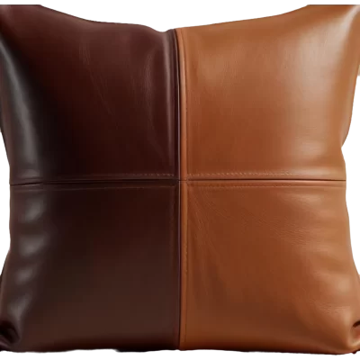 Coussin ou oreiller en cuir agneau 2 couleurs 50 x 50 cm housse