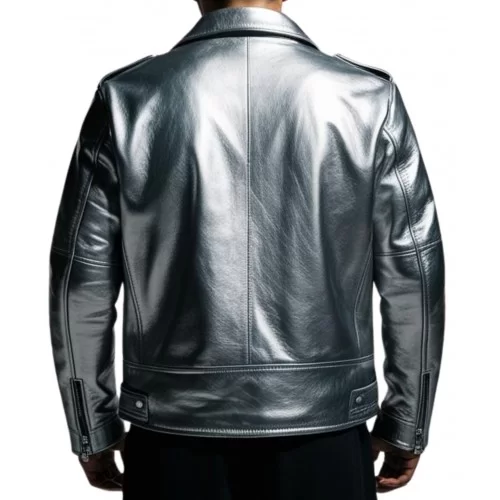Blouson homme cuir classique agneau métal gris modèle Razia