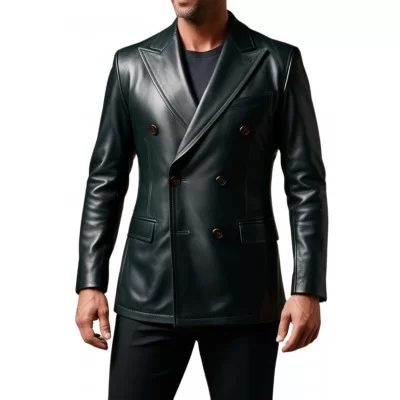 Blazer croisè agneau couleur noir cuir modèle Teodore