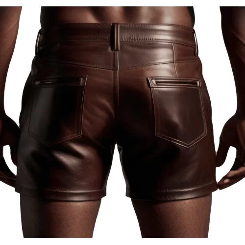 Short cuir homme en agneau marron modèle Marly