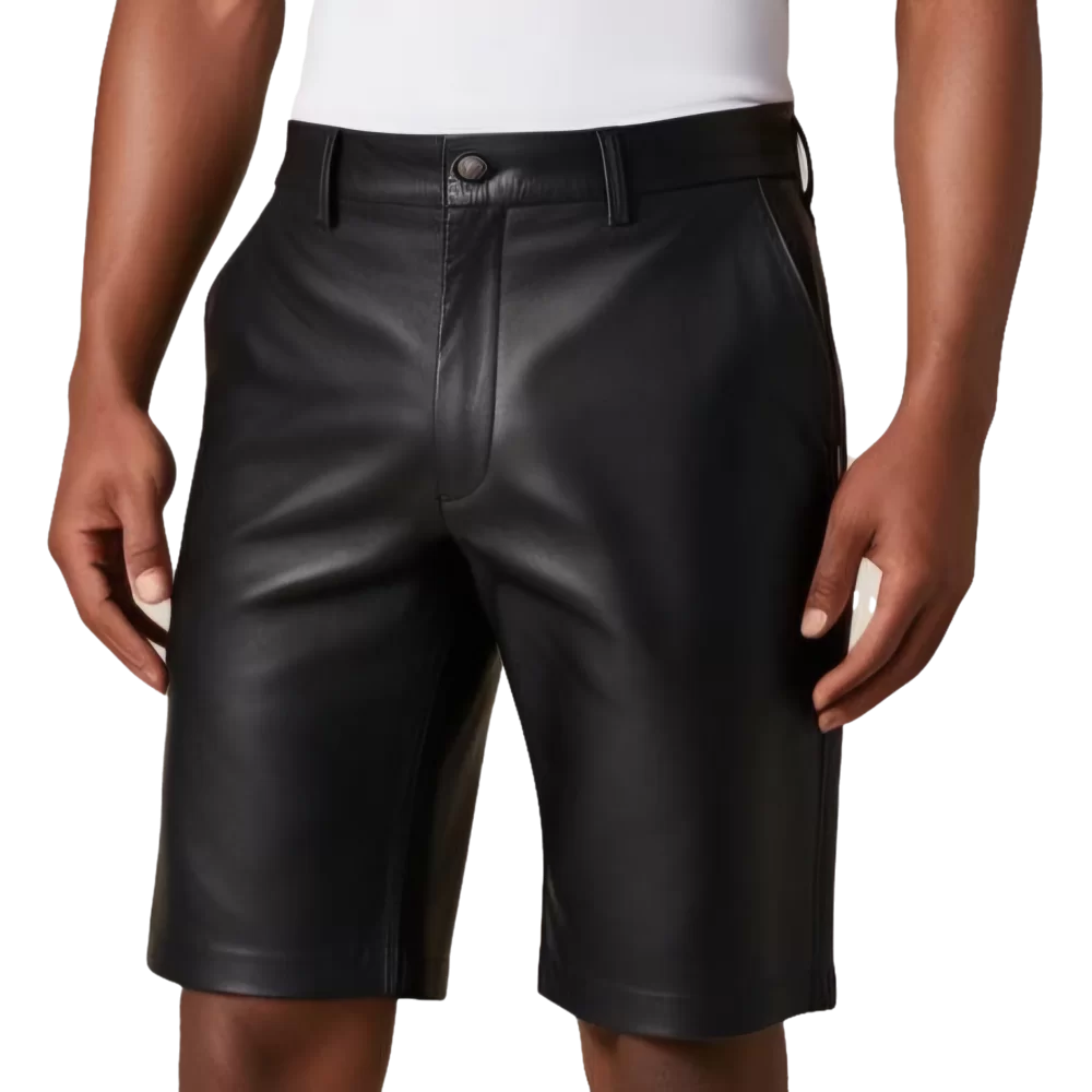 Short long cuir vachette plongée noire homme modèle Narcisso