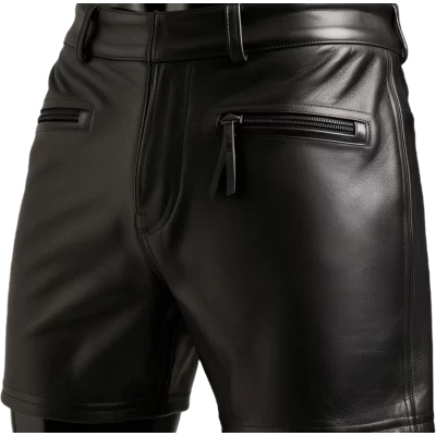 Short cuir agneau plongé noir homme modèle Prizzo