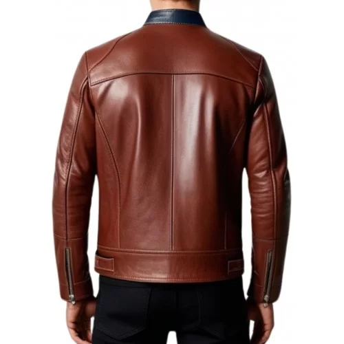 Blouson homme cuir agneau 2 couleurs marron et bleu modèle Estrado