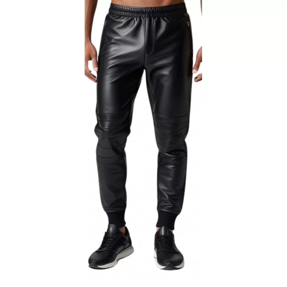 Bas jogging homme cuir agneau noir modèle Silace