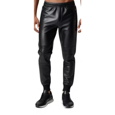 Bas jogging homme cuir agneau noir modèle Silace