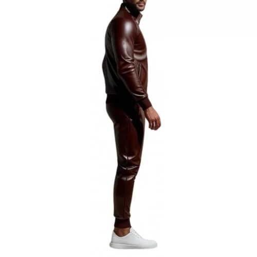 Pantalon jogging homme cuir agneau marron modèle Simon