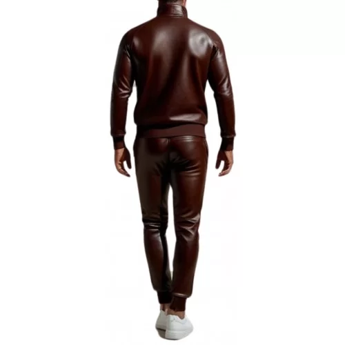 Pantalon jogging homme cuir agneau marron modèle Simon