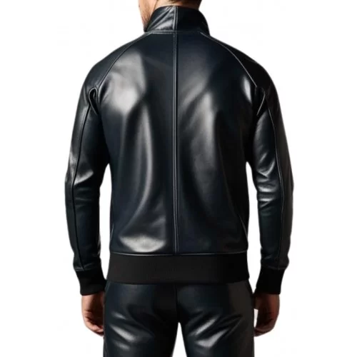 Blouson jogging homme cuir agneau noir modèle Silace