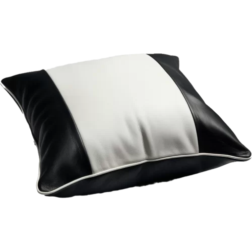 Coussin ou oreiller en cuir agneau 2 couleurs noir et blanc 50 x 50 cm housse