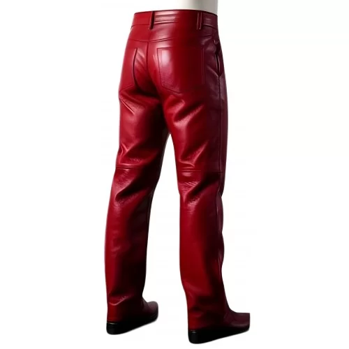 Pantalon cuir homme agneau rouge modèle Natiffe