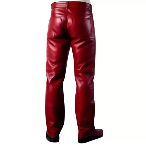 Pantalon cuir homme agneau rouge modèle Natiffe